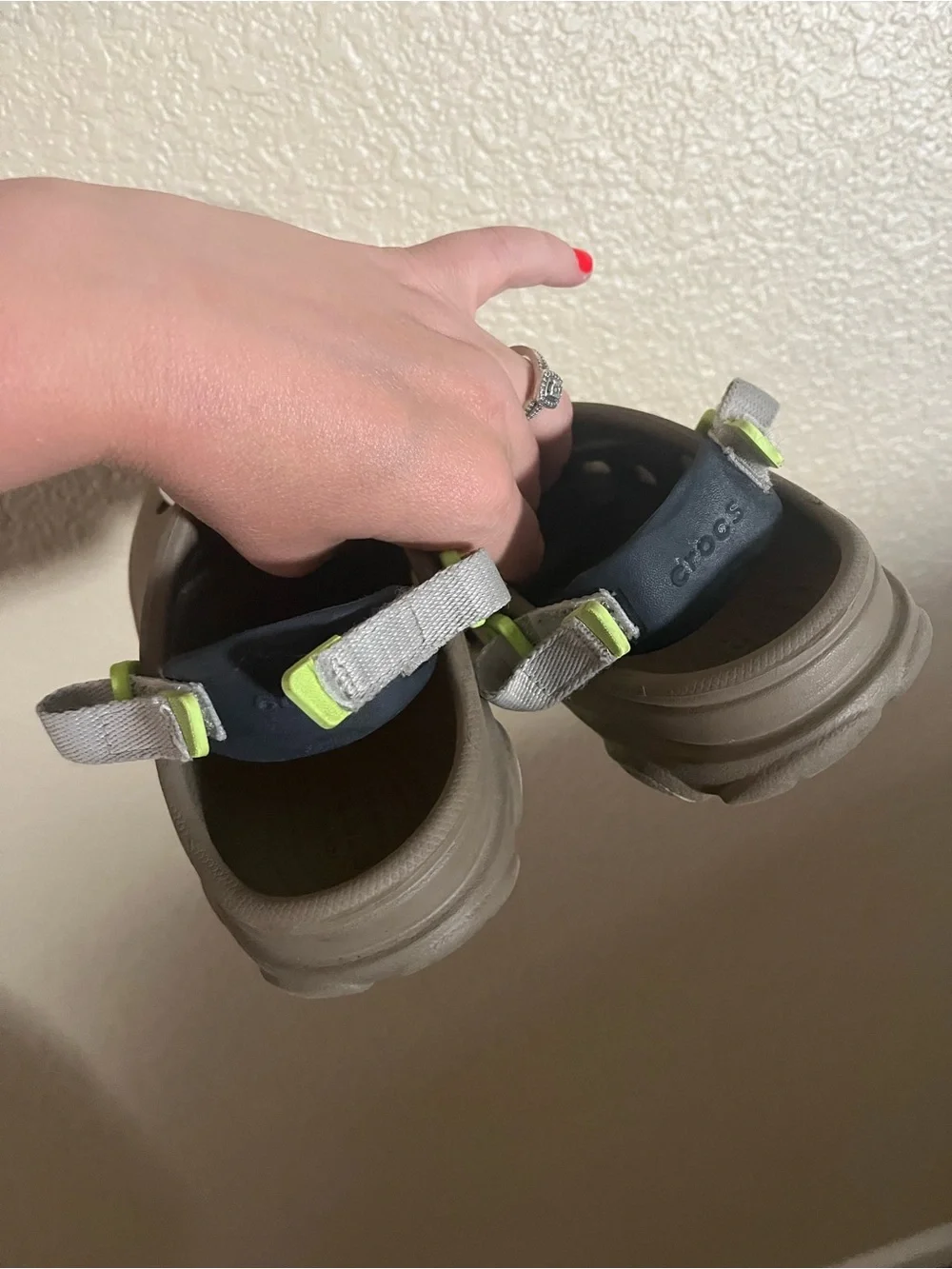 Kids Olive Green Crocs with Fun Charms